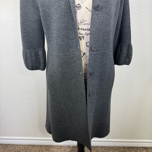 Eileen Fisher collared button down bell sleeve Elegant Gray wool Women's‎ Coat - Picture 3 of 12